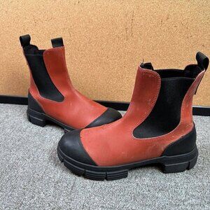 Ganni Rubber Rain Wellies Boots in Burnt Red Size EU 40 / US 10